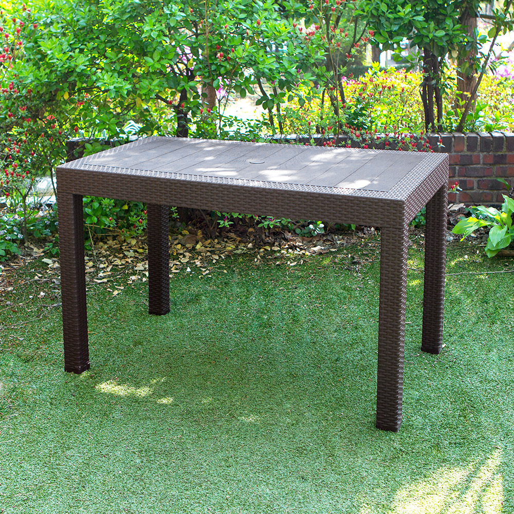 모니카 1200x700 라탄 플라스틱 테이블 야외 정원